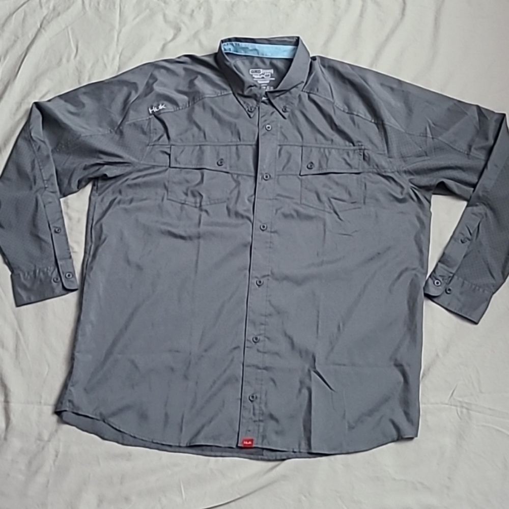 Huk Button Down Long Sleeve Lightweight Shirt Men's XL Fishing Shirt